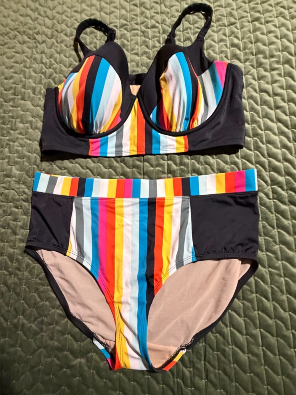 Swim by Cacique "Rainbow Bright" bikini swim suit size 40DDD top size 16 bottoms